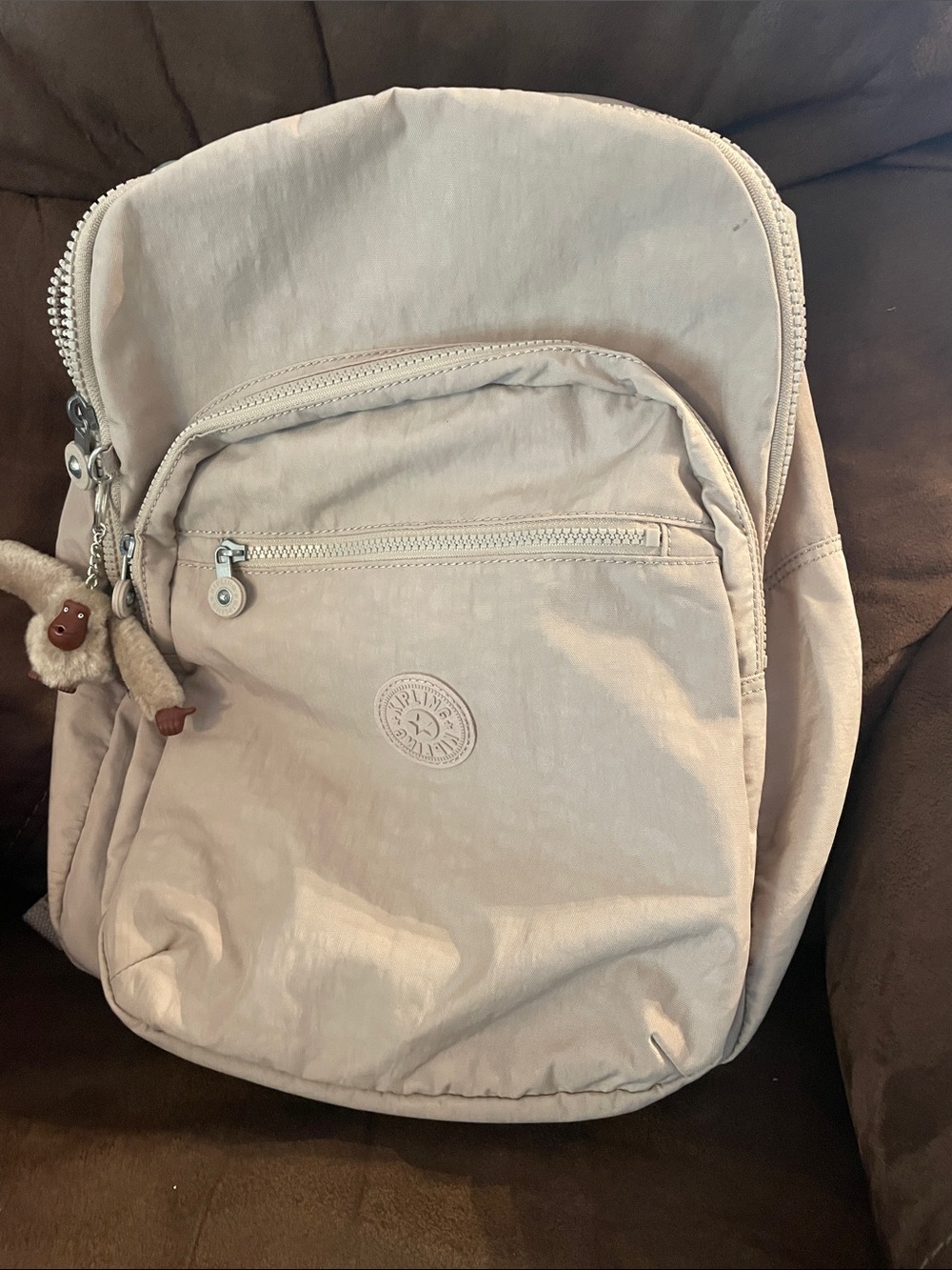 Kipling Pale Pink Casual Backpack with Monkey Charm